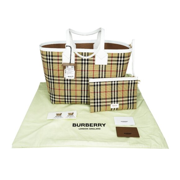 Burberry Medium London House Check Tote Bag With Pouch - Picture 5 of 10